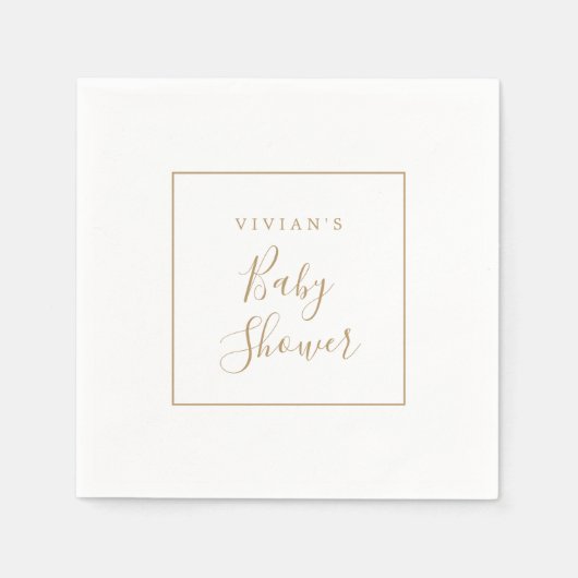 Serviette En Papier Baby shower minimal en or (Devant)