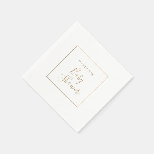 Serviette En Papier Baby shower minimal en or (Coin)