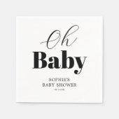 Serviette En Papier Baby shower minimal noir blanc Oh (Devant)