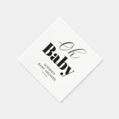 Serviette En Papier Baby shower minimal noir blanc Oh (Coin)