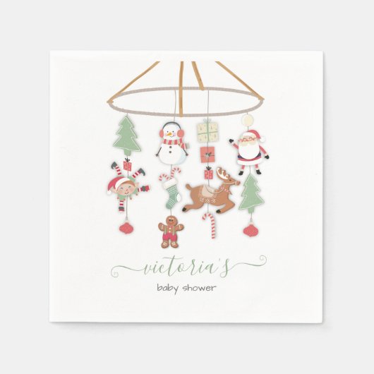 Serviette En Papier Baby shower mobile de Noël (Devant)