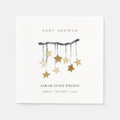 Serviette En Papier Baby shower mobile simple jaune neutre étoile (Devant)