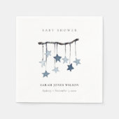 Serviette En Papier Baby shower mobile très simple Aqua Blue Star (Devant)