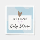 Serviette En Papier Baby shower moderne bleu clair Little Star (Devant)