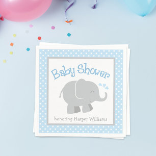 Serviette En Papier Baby shower moderne Blue and Grey Elephant Boy