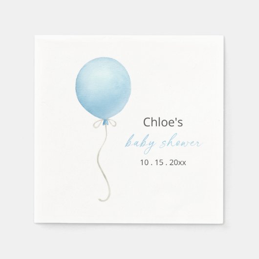 Serviette En Papier Baby shower moderne Blue Balloon Boy (Devant)