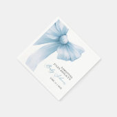 Serviette En Papier Baby shower moderne Blue Bow (Coin)