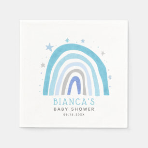 Serviette En Papier Baby shower moderne Blue Rainbow Boy