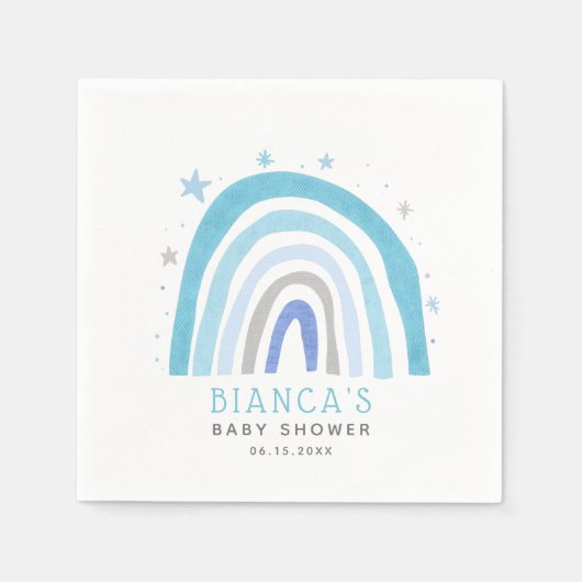 Serviette En Papier Baby shower moderne Blue Rainbow Boy (Devant)