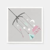 Serviette En Papier Baby shower moderne Bohême Mobile rose (Devant)