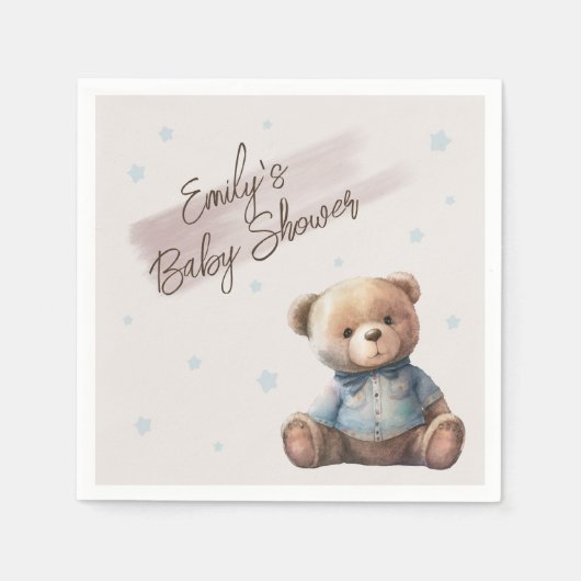 Serviette En Papier Baby shower moderne Boho Blue (Devant)