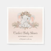 Serviette En Papier Baby shower moderne Boho Elephant genre neutre (Devant)