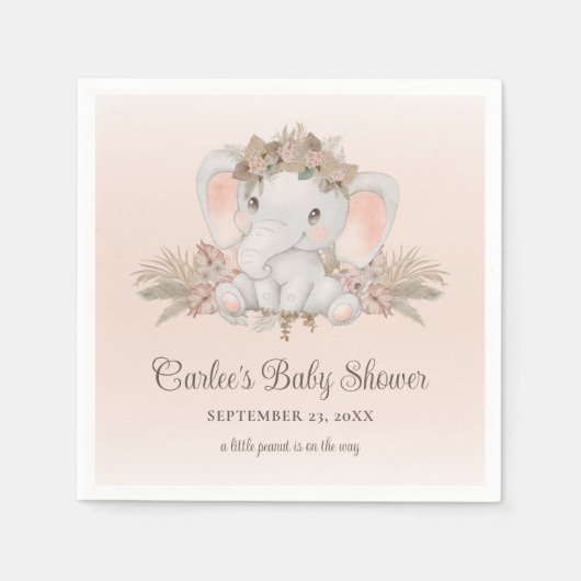 Serviette En Papier Baby shower moderne Boho Elephant genre neutre (Devant)