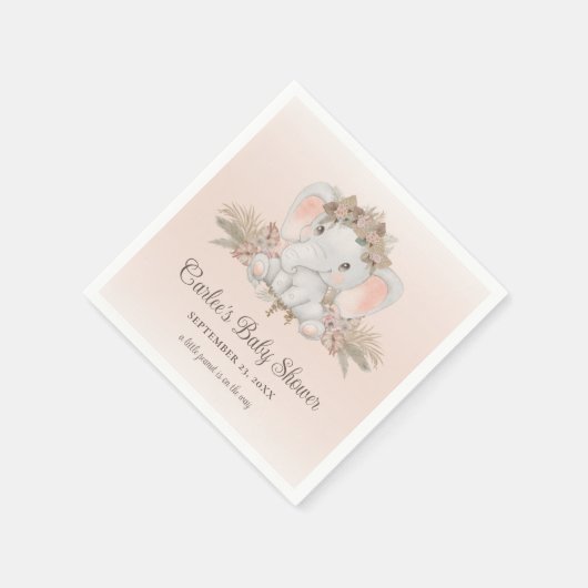 Serviette En Papier Baby shower moderne Boho Elephant genre neutre (Coin)