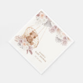 Serviette En Papier Baby shower moderne Boho Teddy Bear Pampas (Coin)