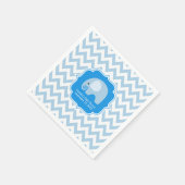 Serviette En Papier Baby shower moderne Boy Blue Elephant Chevron (Coin)