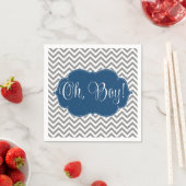 Serviette En Papier Baby shower moderne Chevron Navy Blue Grey Boy (En situation)