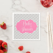 Serviette En Papier Baby shower moderne Chevron rose Grey (En situation)