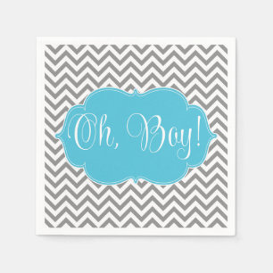 Serviette En Papier Baby shower moderne Chevron Turquoise Blue Grey Bo