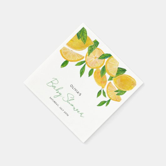Serviette En Papier Baby shower moderne citron (Coin)