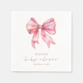 Serviette En Papier Baby shower moderne Coquette Rose Bow (Devant)
