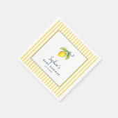 Serviette En Papier Baby shower moderne de citrons aquarelles (Coin)