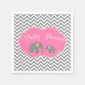 Serviette En Papier Baby shower moderne Elephant Chevron rose Grey (Devant)