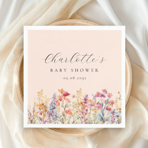Serviette En Papier Baby shower moderne et Fleur sauvage