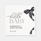 Serviette En Papier Baby shower moderne Hello Baby Black Bow (Devant)