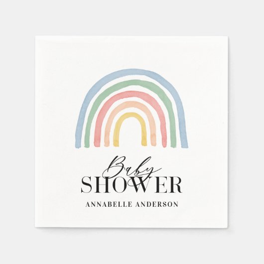 Serviette En Papier Baby shower moderne imperméable arc-en-ciel élégan (Devant)