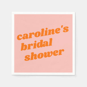 Serviette En Papier Baby Shower Moderne Personnalisé Rose Orange Rétro