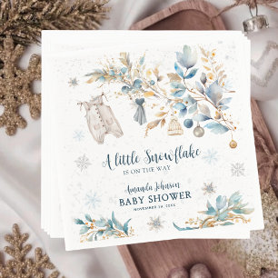 Serviette En Papier Baby Shower Moderne Petit Flocon de Neige sur Cord