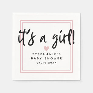 Serviette En Papier Baby shower moderne rose C'est une fille