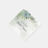 Serviette En Papier Baby shower moderne succulents eucalyptus doré (Coin)