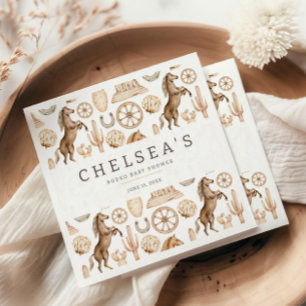 Serviette En Papier Baby shower moderne Western Rodeo Watercolor