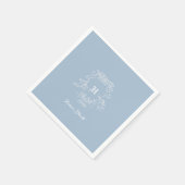 Serviette En Papier Baby shower Monogramme bleu Dusty (Coin)