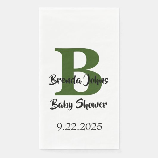 Serviette En Papier Baby shower Monogramme Forêt verte Jungle Thème (Devant)