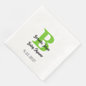 Serviette En Papier Baby shower Monogramme Nom Jungle verte Thème (Coin)