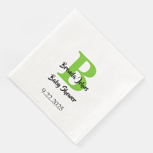 Serviette En Papier Baby shower Monogramme Nom Jungle verte Thème (Coin)