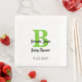 Serviette En Papier Baby shower Monogramme Nom Jungle verte Thème (En situation)