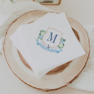 Serviette En Papier Baby Shower Monogrammé Peint à la Main sur le Thèm