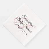 Serviette En Papier Baby shower Monogramme rose (Coin)