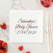 Serviette En Papier Baby shower Monogramme rose (En situation)