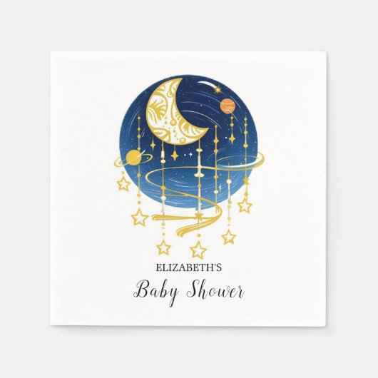Serviette En Papier Baby shower Moon Falling Stars (Devant)