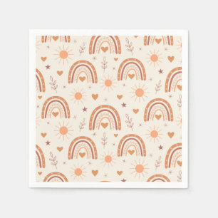 Serviette En Papier Baby shower motif en arc-en-ciel en terre cuite