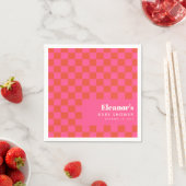 Serviette En Papier Baby shower Motif en damier orange gras (En situation)