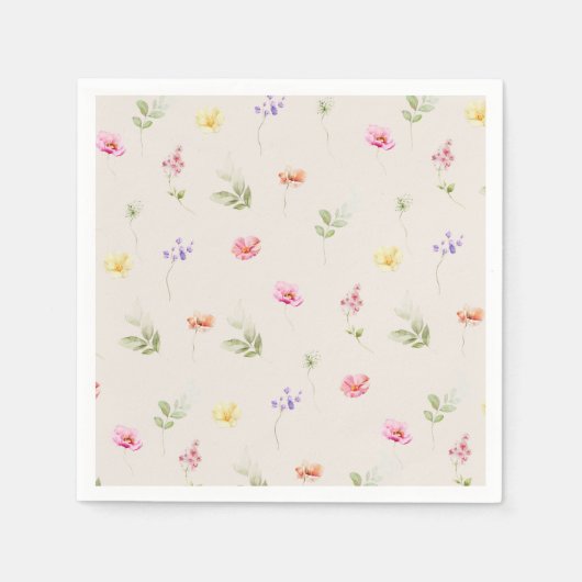 Serviette En Papier Baby shower motif Fleur sauvage aquarelle (Devant)