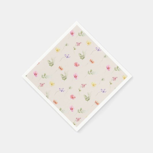 Serviette En Papier Baby shower motif Fleur sauvage aquarelle (Coin)