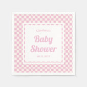 Serviette En Papier Baby shower Motif Retro Pink Pastel Check (Devant)