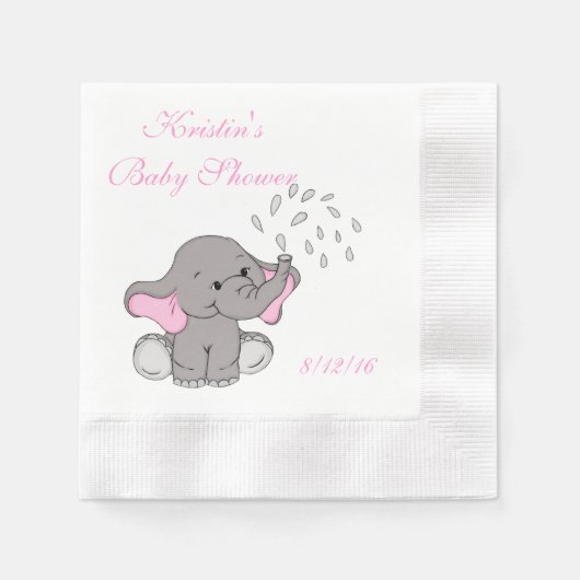 Serviette En Papier Baby Shower, Mouchoir en papier éléphant mignon (Devant)